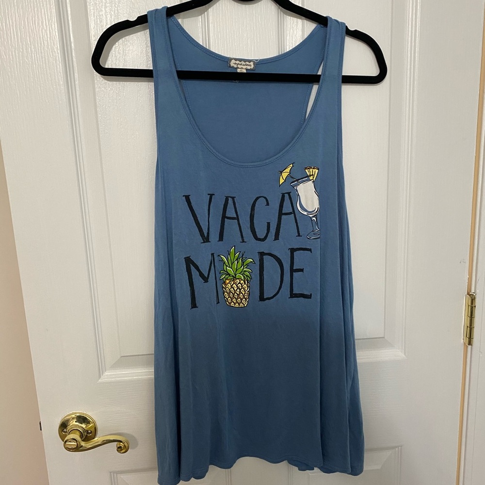 Eyeshadow Graphic Racerback Tank - Blue